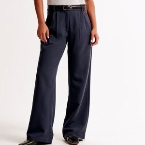 Abercrombie & Fitch Curve Love Sloane Wide Leg Pant Dark Indigo/Navy